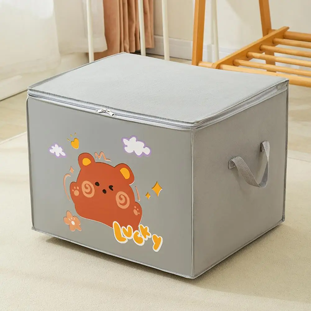 Large Capacity Clothes Quilt Storage Bag Cute Cartoon Animals Foldable Non Woven Storage Bag Wardrobe Storage Clothes Organizer