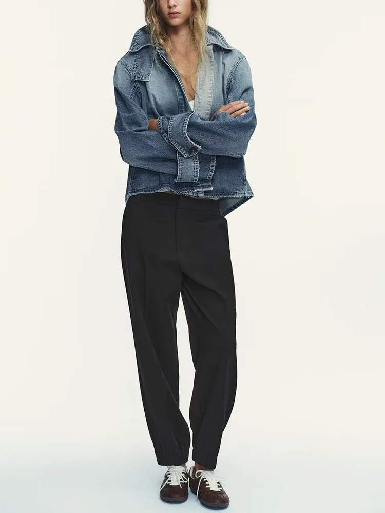 

Sweet Sle High Collar Denim Jaet Women's Comfortable Casual Spring New Arrival ort Outerwear Button Closure Long Sve