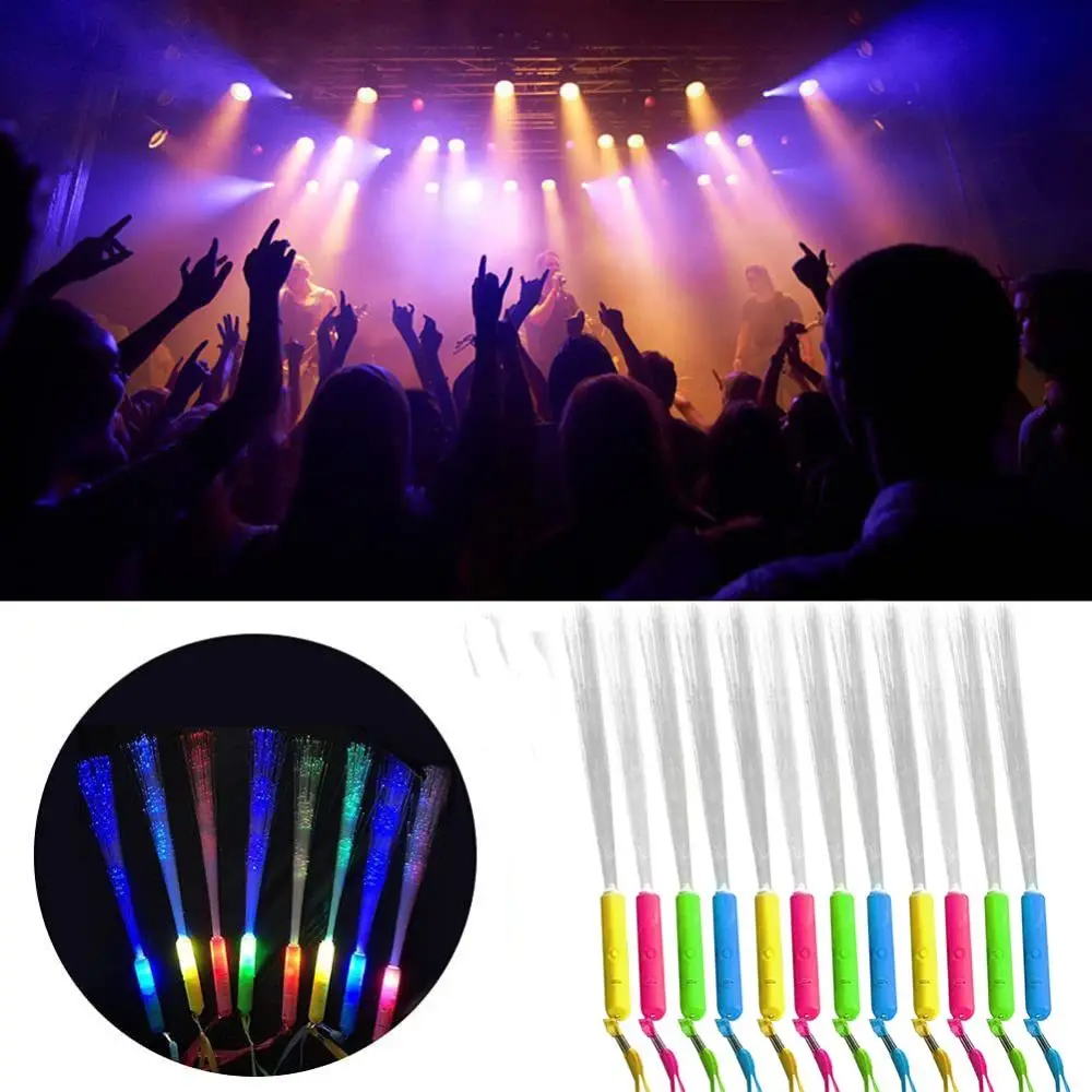 

12 Pcs Flashing Fiber Optic Wand Light Up Stick LED White Long Glow Sticks