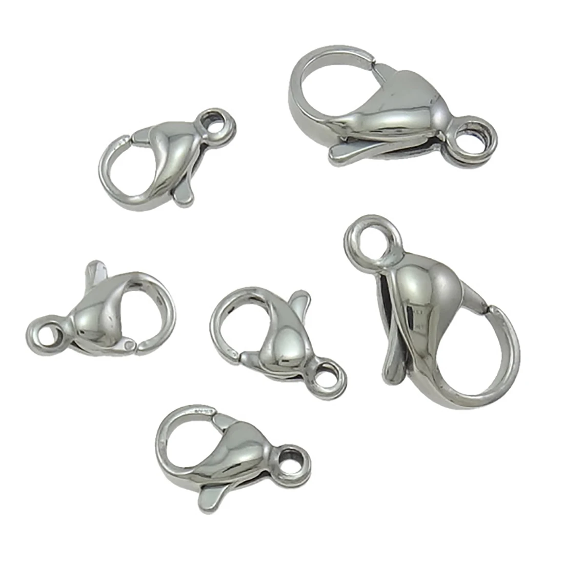 

Wholesale-100pcs Stainless Steel Lobster Claw Clasps for Jewelry Making Necklaces Bracelet Chains Connector 9/10/11/12/13/15mm