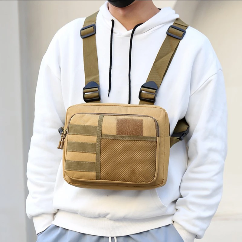 Chaleco táctico multifunción Unisex, bolsa de aparejo para el pecho, Mochila deportiva Oxford impermeable, ropa de calle Hip-hop, bolsos de pecho, moda para hombre