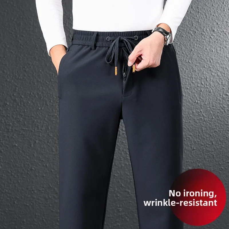 

High-End Casual Sports Pants for Men Loose Straight Leg Mid-Aged And ly Dad Pants High Waist Spring Autumn