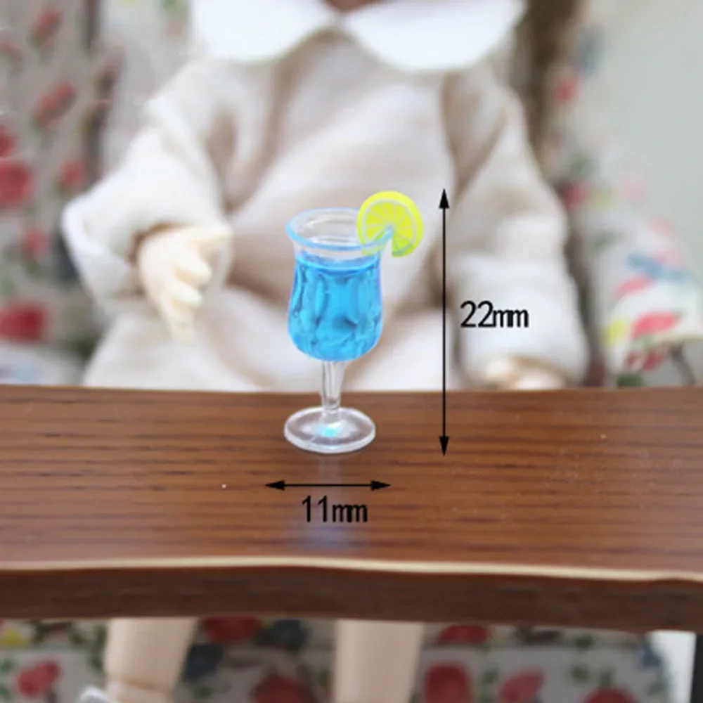 Miniatura Resina Cocktail Cup para Doll House, Simulação Bebida, Copo de vinho, Modelo Mini Decoração, Dollhouse Acessórios, 1pc, 12 unid