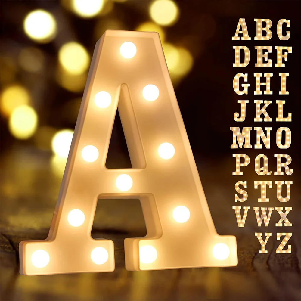 16cm LED Letter Light, Luminous Letter And Number Night Light, Suitable For Home, Bar, Wedding, Birthday Party Decoration