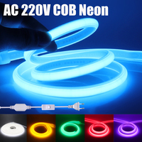 AC 220V COB Neon Light 288Leds/M White Red Ice Blue Pink Yellow Purple Green High Bright CRI RA90 Waterproof Ribbon LED Strip
