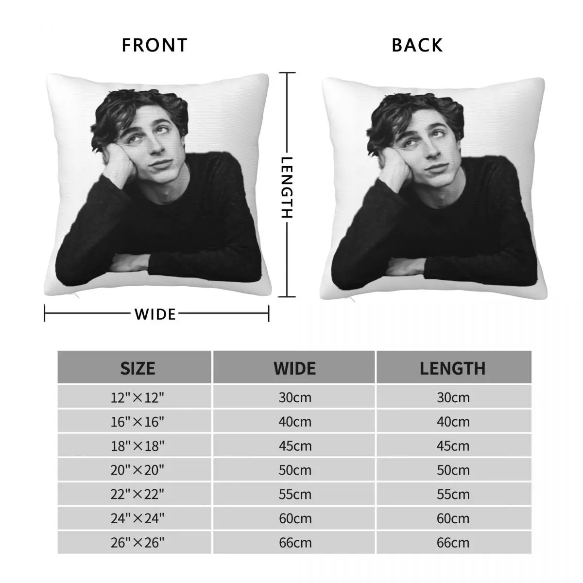 Timothée Chalamet Lil Timmy Tim Square Pillowcase Polyester Linen Velvet Pattern Zip Decorative Car Cushion Case 45x45