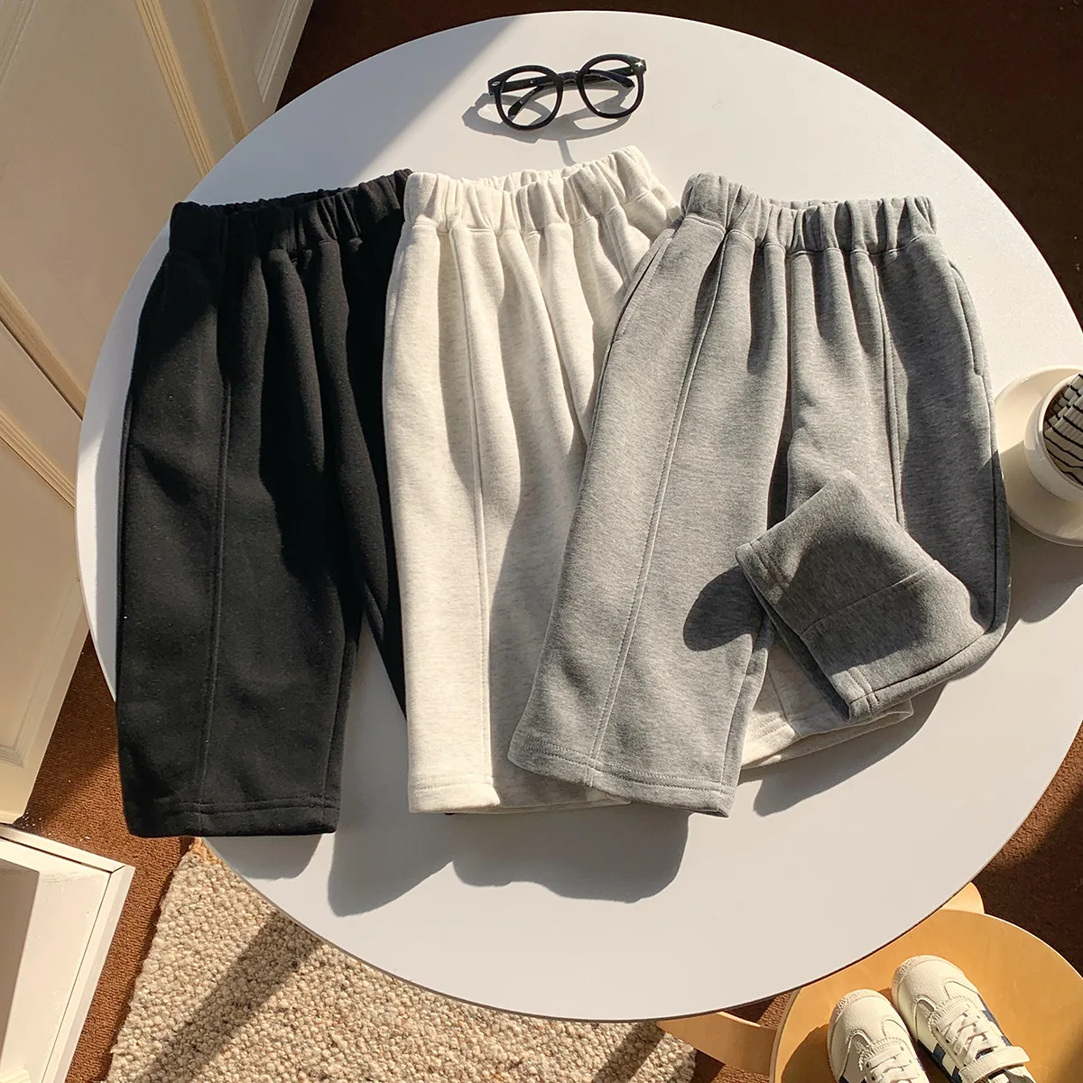 Autumn Children's Korean Loose Wide Leg Casual Pants Boys Girls Elastic Waist Versatile Trousers For Home and Outdoor Wear