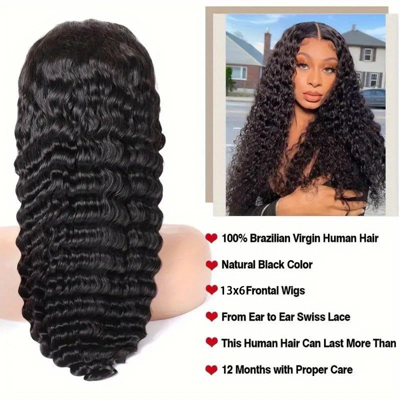 Парики с глубокими волнами, человеческие волосы, плотность 250, 13x6, HD, кружевные фронтальные парики, человеческие волосы, предварительно выщипанные, глубокие вьющиеся, бесклеевые парики