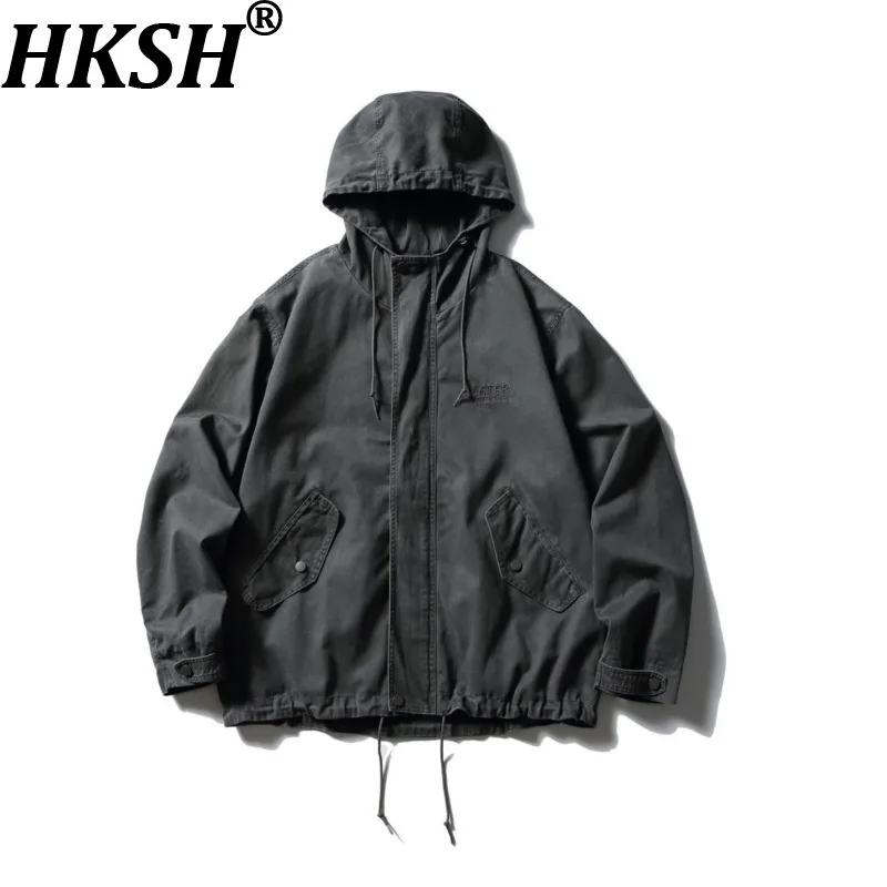 

HKSH Autumn Winter Men Tide Safari Style Hooded Jackets Techwear Tactical Zipper Sweatshirt Chic Ins Hoodies Women Coats HK15515