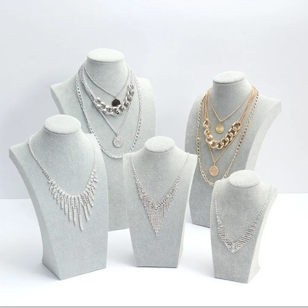 Portable Velvet Cloth Necklace Display Stand Human Shape Counter Use Mannequin Bust Neck Mold Counter Display Prop Store Layout