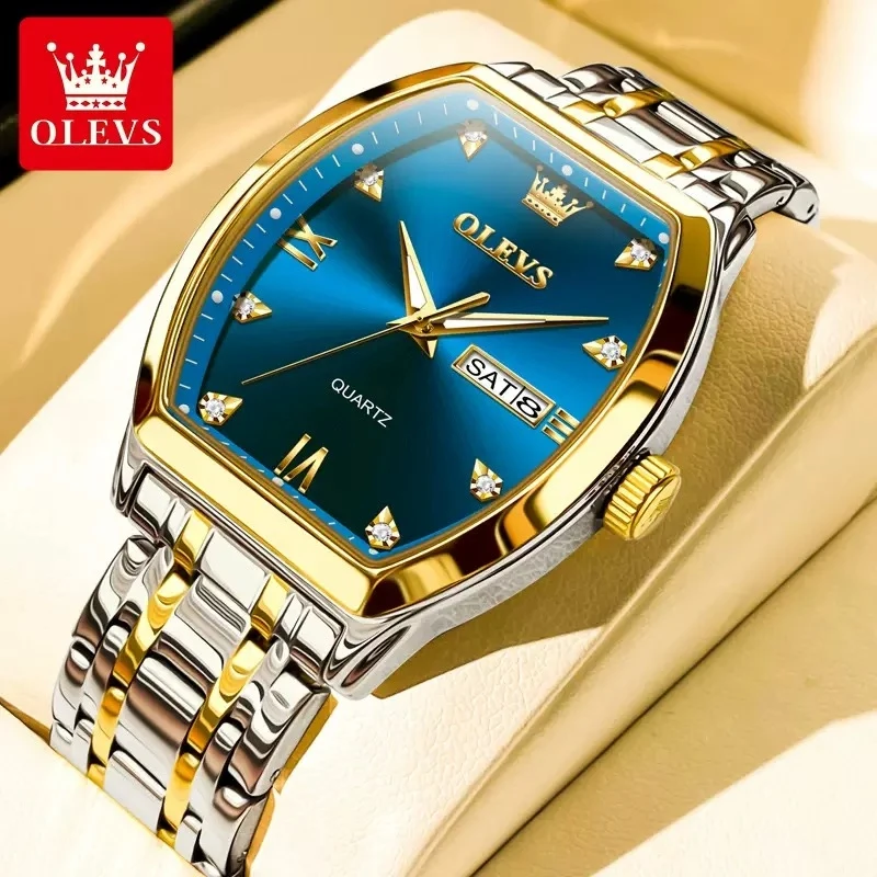 OLEVS Luxury Quartz Watch Men Stainless steel Waterproof Luminous Calendar Date Male Wristwatch Men 5528