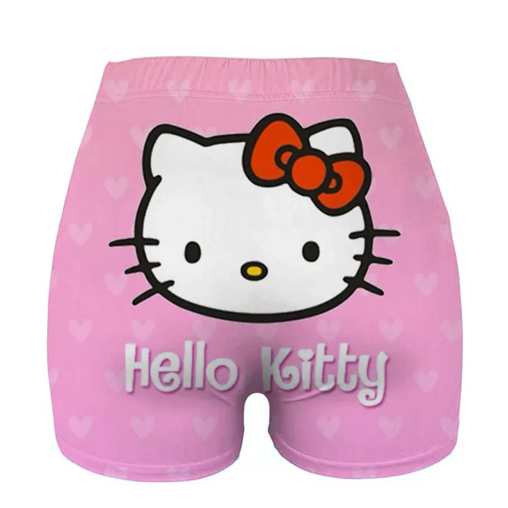 مرحبا كيتي طباعة اللياقة البدنية السراويل الإناث ضيق ركوب الدراجات اليوغا تنفس السراويل الرياضية عالية الخصر #1