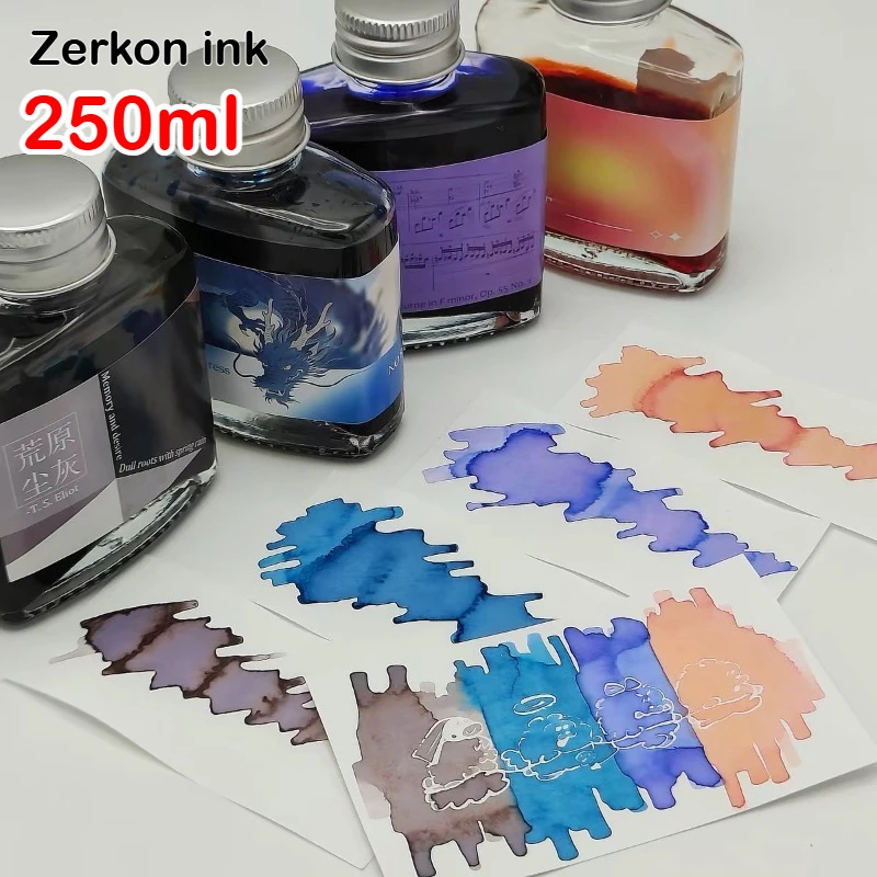 Zerkon ink 250ml 59 Colors Sheen Fountain Pen Ink Gradient Color Ink for Hongdian Majohn JINHAO Stationery School Supplies