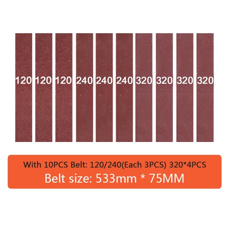 533*75mm 10PCS   Sand Belt For Polishing Wood Soft Metal With 120-320 Sand Belt For Belt Sanding Machine