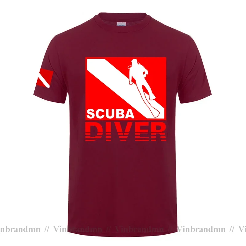 Sleeve Print Design Vintage Distressed Scuba Diver T Shirt Men Retro Scuba diving T-shirt Staff Rescue Dive Flag Tee Tee Shirt