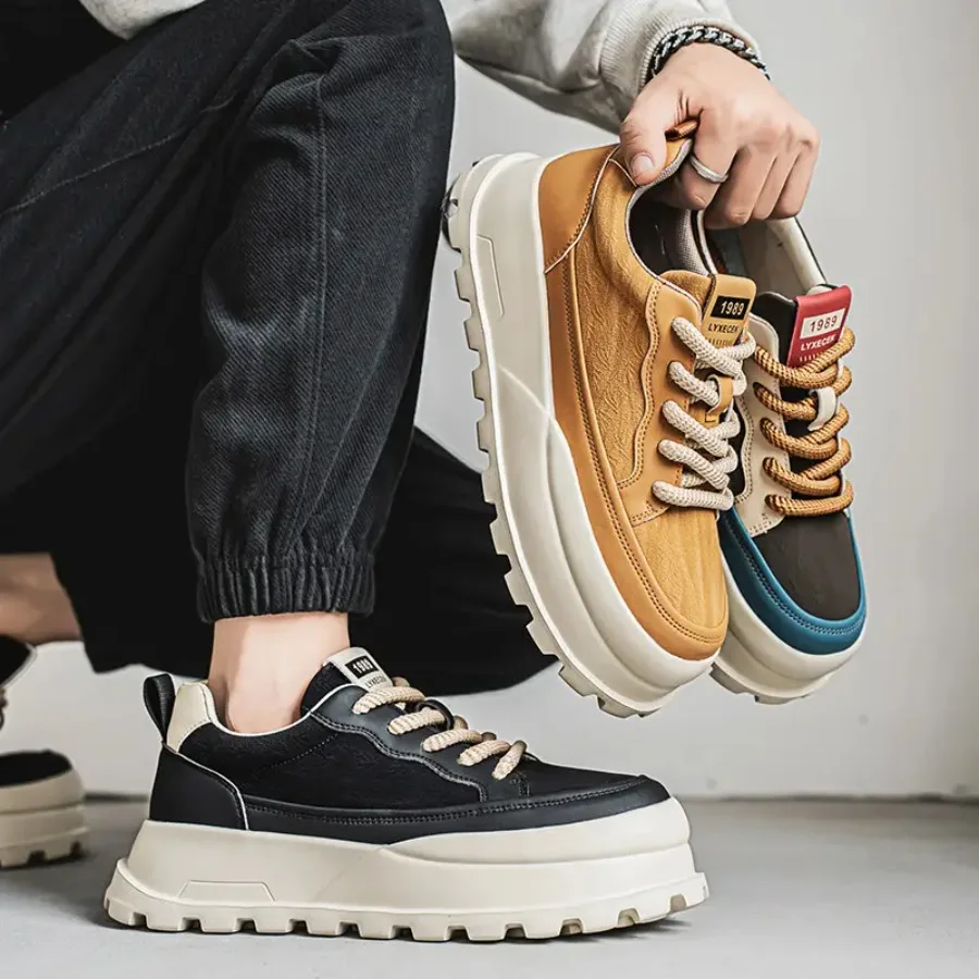 

Мужские стильные повседневные кроссовки с толстой подошвой в различных цветах, предназначенные для использования на открытом воздухе, с функцией вентиляции и повышенной износостойкостью.