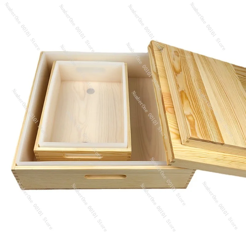 Wooden Box with Lid Rectangular Square Handmade Cold Process Soap Rendering Soap Mold 2200ML 8000ML Silicone Mold