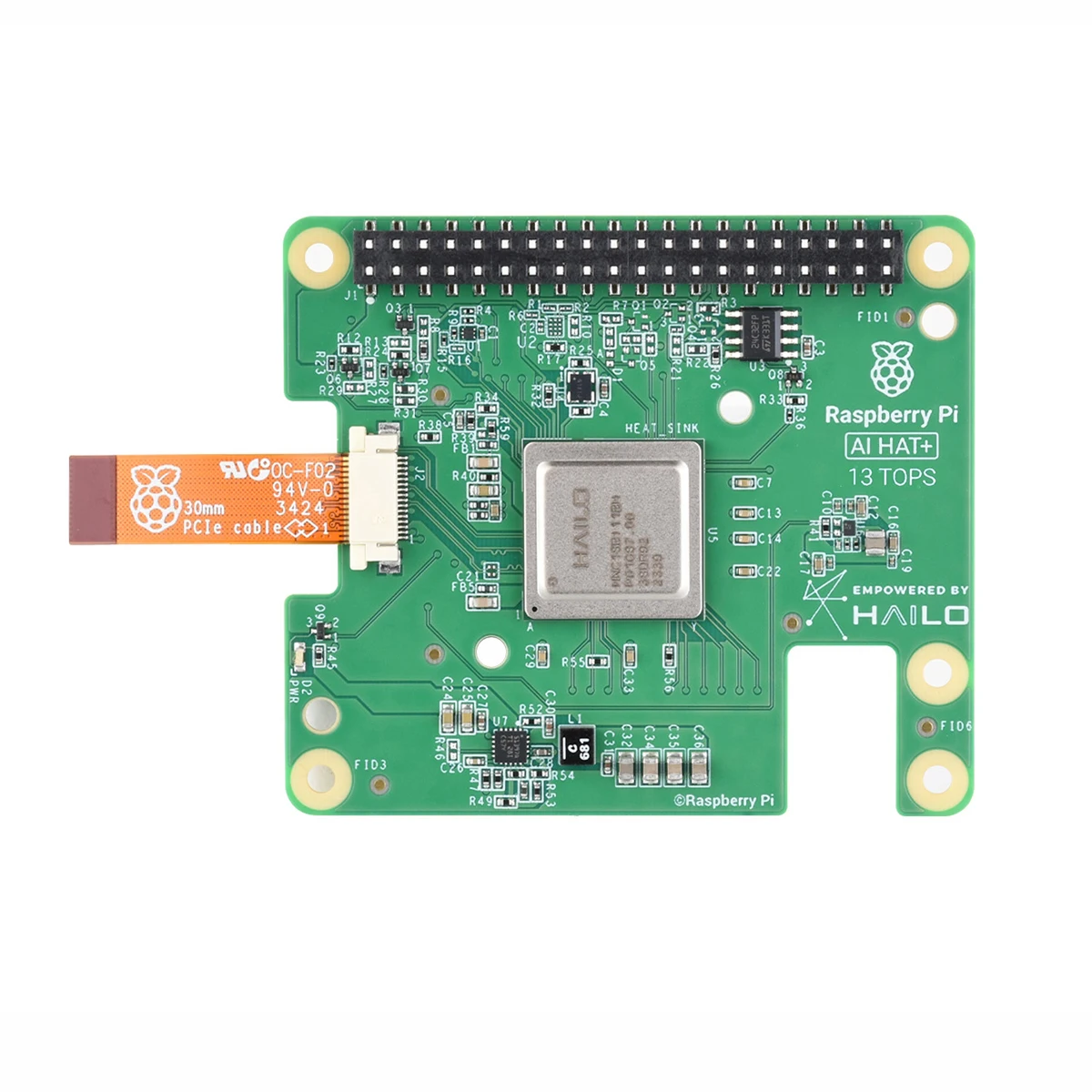 Raspberry Pi AI HAT+ 13 TOPS Hailo-8L AI Accelerator High Performance AI Expansion Board for Raspberry Pi 5