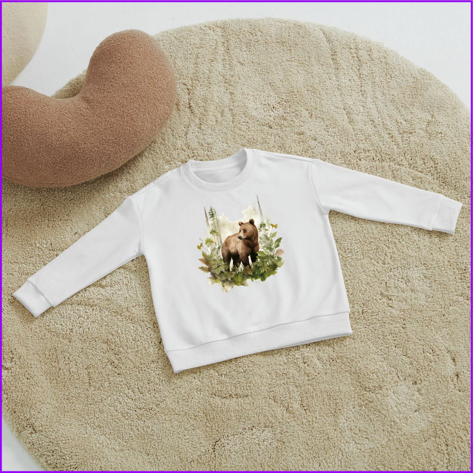 Bear Walking Through A Forest With A Stream Sja114 Kids Boys Girls Hoodies Sweatshirts Toddler Tees Designer Luxury Pink Chile