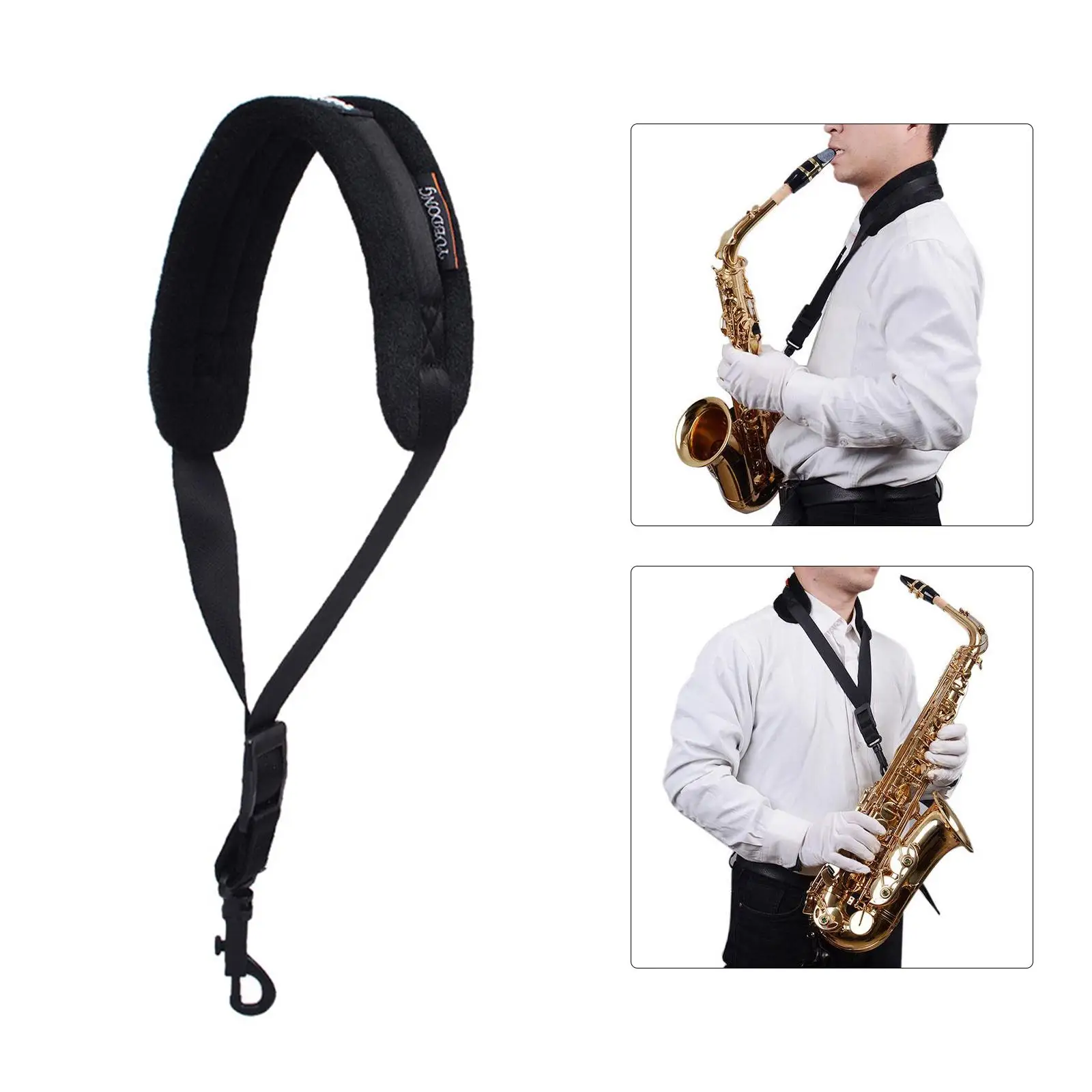 Breathable Adjustable Saxophone Neck Strap Soft Padded Support for Alto Saxophone Practice and Performance