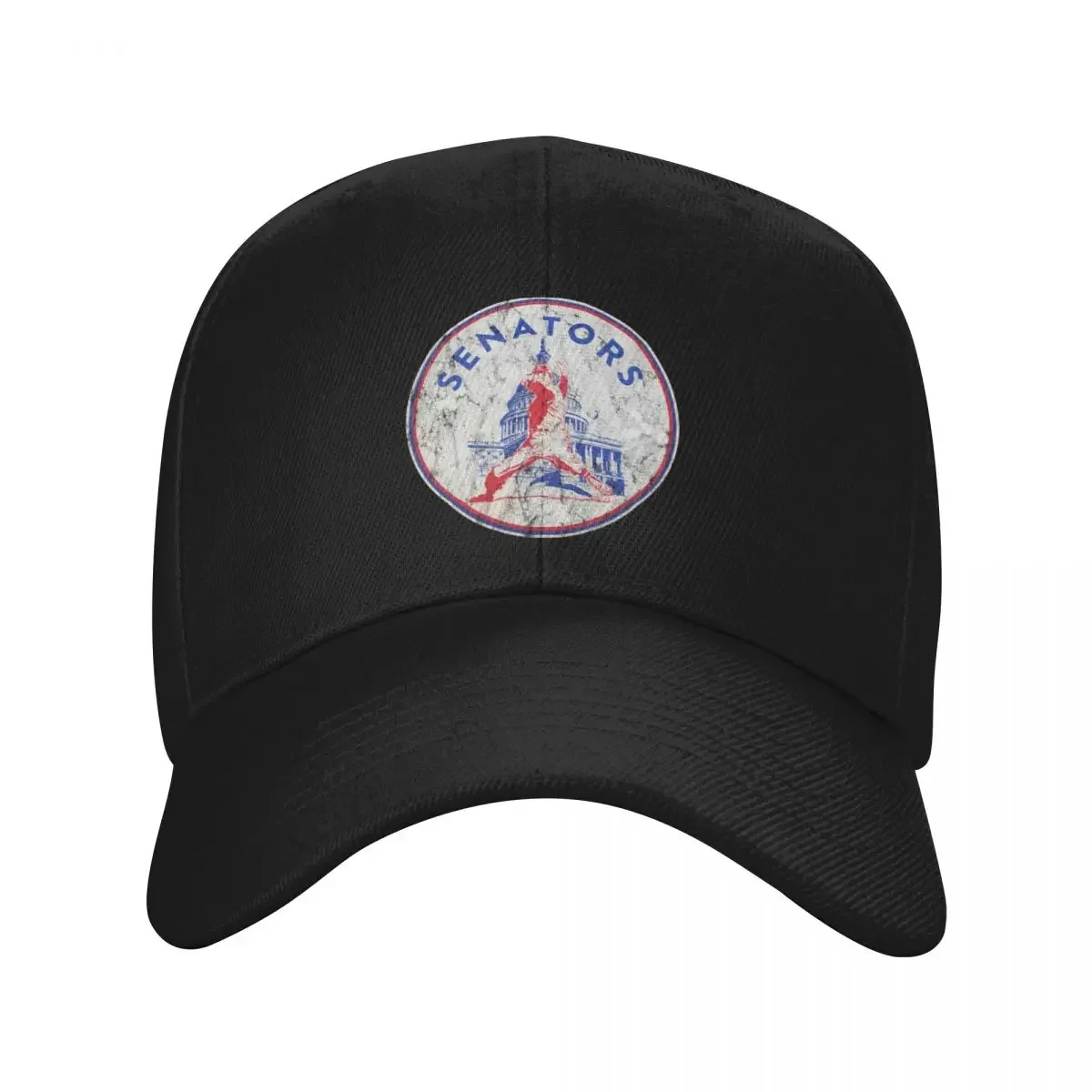 

Vintage Washington Senators baseball logo Distressed version Baseball Cap black Big Size Hat Men Hats Women's