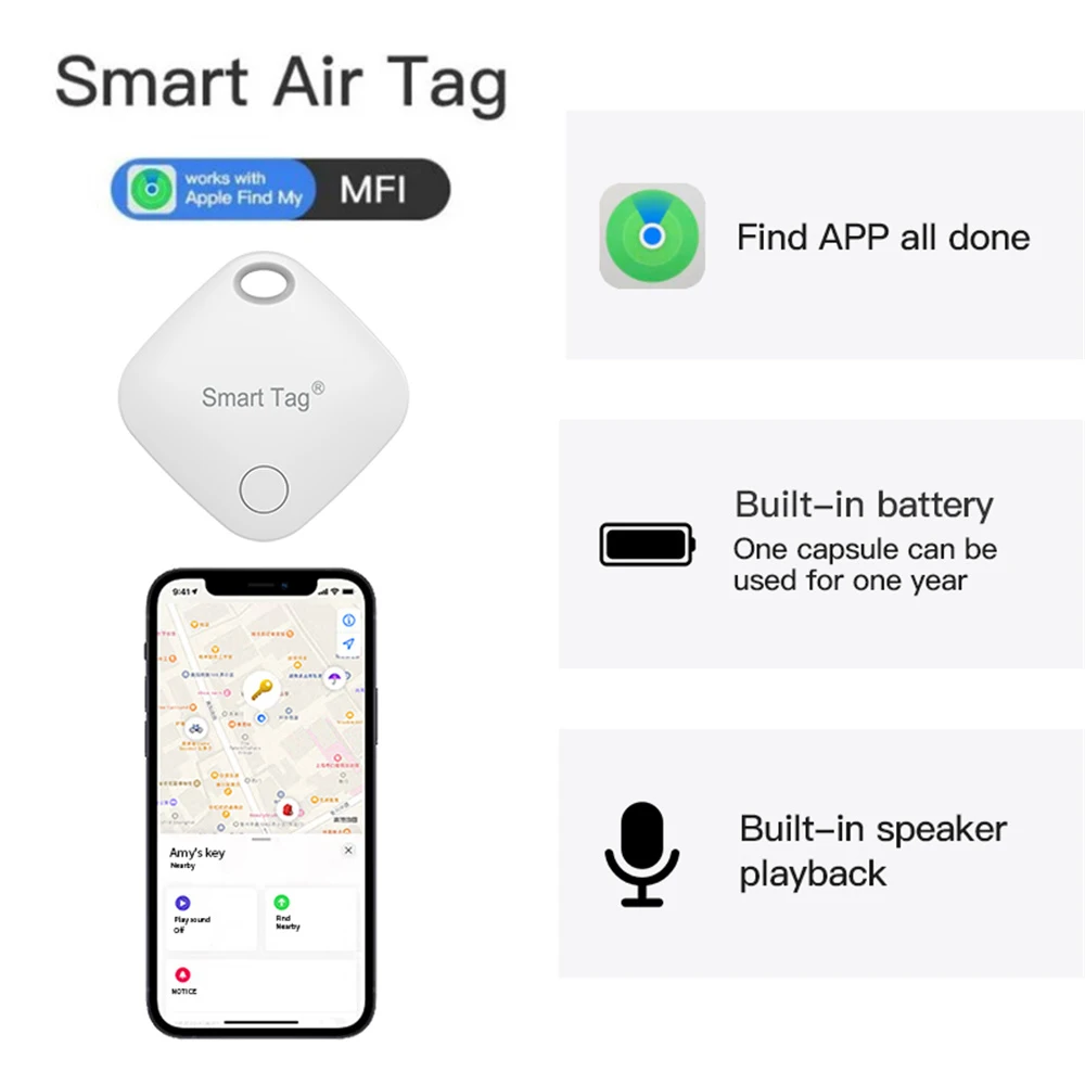 

Мини-устройство отслеживания для Apple Find My Key Smart Air Tag Child Finder Pet Car Lost Tracker Smart Bluetooth Tracker IOS System
