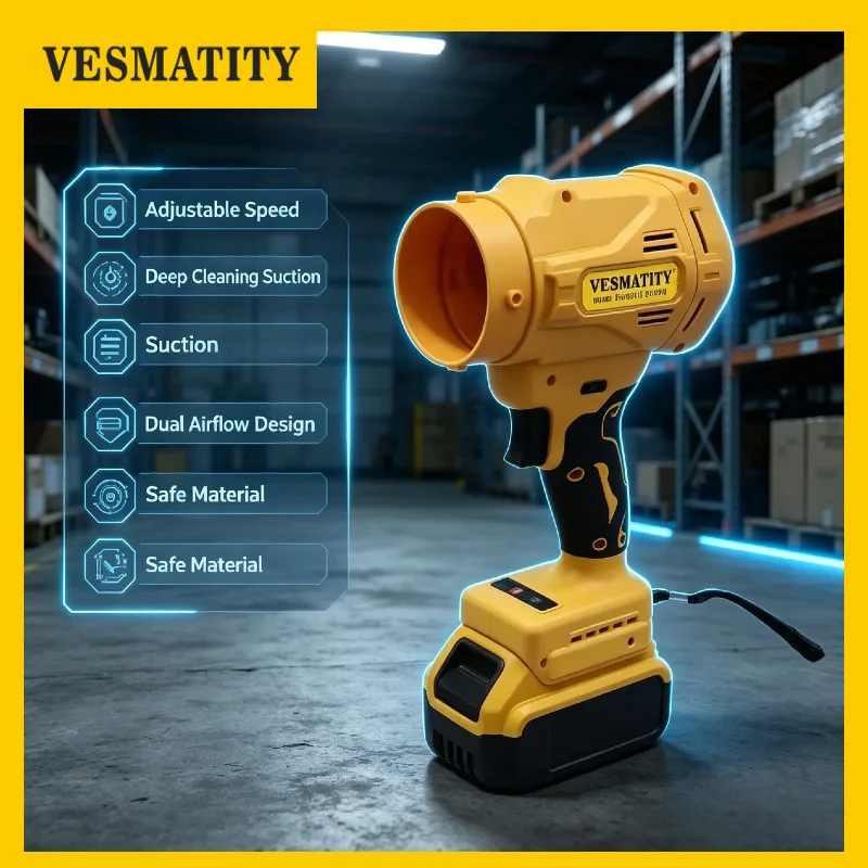 Vesmatity High Speed Electric Air Blower Jet Turbo Fan Cordless Air Duster Tool for Dewalt 18V 20V Battery Pro Max Unit