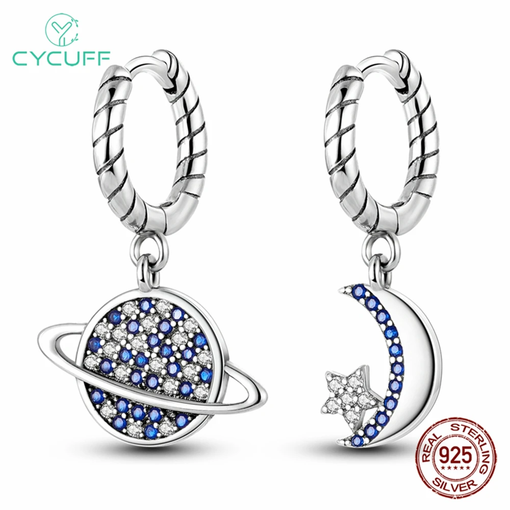 CYCUFF 925 Sterling Silver Planet Moon Earrings Moon Shape Earrings For Women Wedding Engagement For Girlfriend Birthday Gift