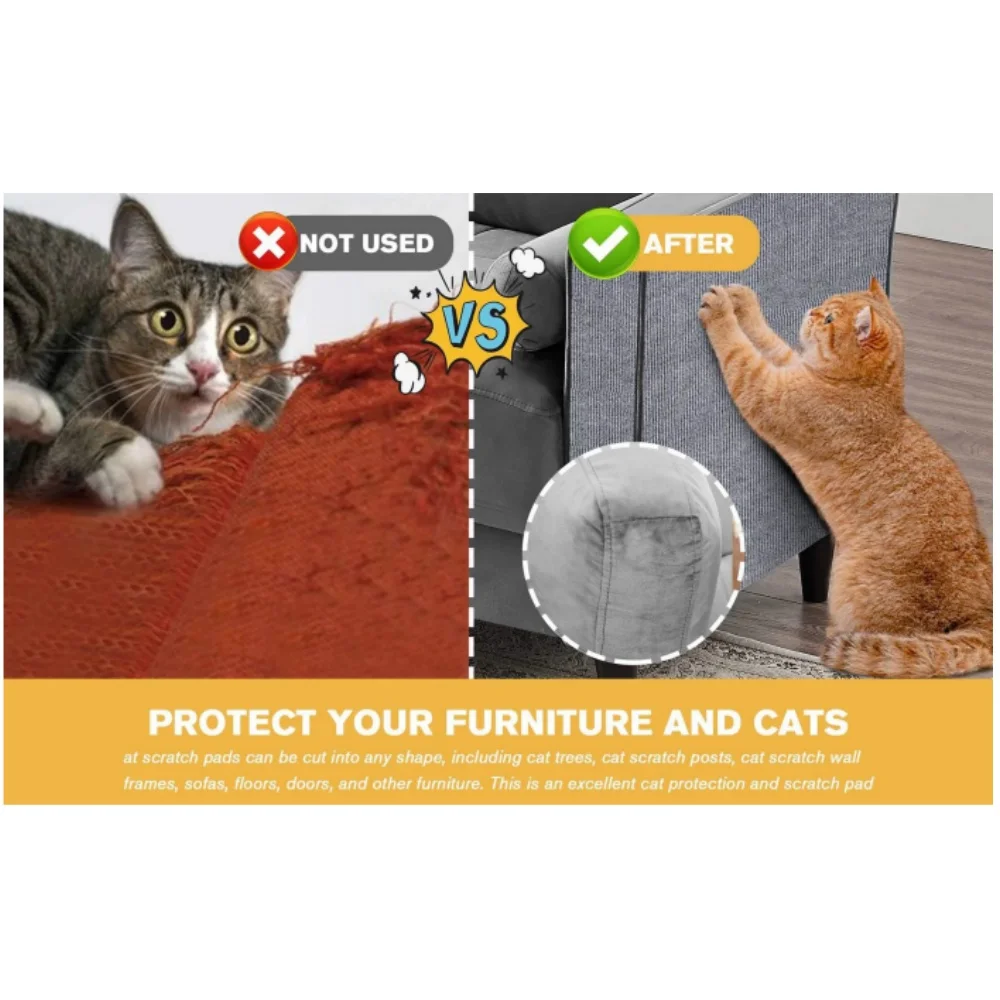 Multi Surface Cat Scratcher Mat Self Stick for Sofa Wall Furniture Corner DIY Trimmable Anti Destructive Scratching Carpet
