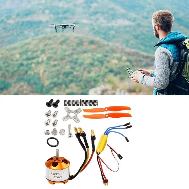 2X 2212 2200KV Motor+30A ESC+6035 Propeller+Propeller Protector Electric Motor Kit For RC Airplane Motor