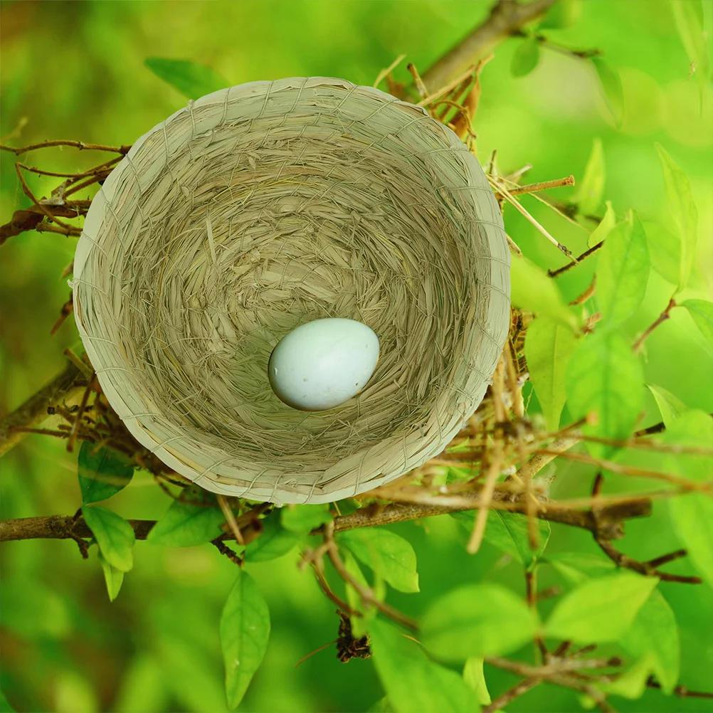 

2Pcs Bird Egg Nests Natural Straw Woven Breeding Nest for Pigeons Parrots Bird Cage Accessory Decorative Straw Nest Decor