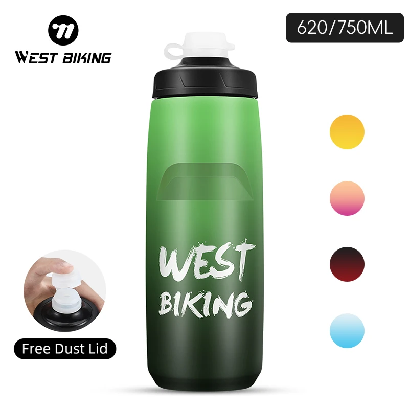 WEST BIKING 620/750ML Cycling Water Bottle Leak-proof Squeezable Food Grade Outdoor Camping Hiking Sports Gradient Bike Kettle