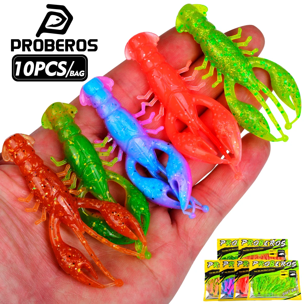 Sunlure 10 Stück/Beutel Krebs-Softköder Künstlicher Biomimetischer Silikon-Garnelenköder 8CM Bass Seewasser Angelköder