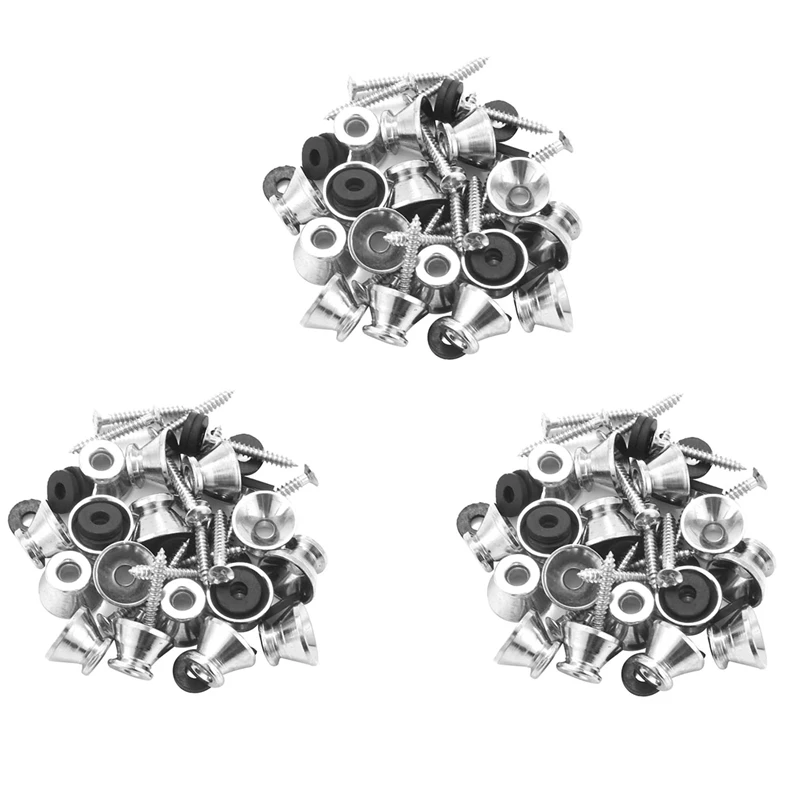 

Guitar Bass Chrome Metal End Pin Strap Buttons Locks Cushion Screws (160Pcs)