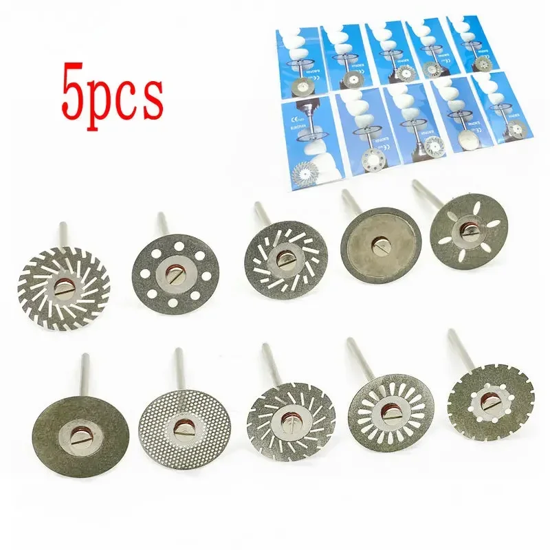 5pc/set Dental Thin Ultra-thin Double Sided Sand Diamond Cutting Disc with Mandrel for Separating Polish Ceramic Teeth Whitening