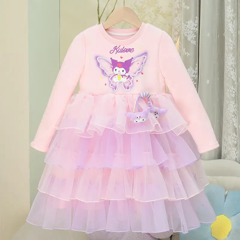 

Лидер продаж, цельная спортивная юбка Sanrio для девочек, Cinnamoroll Kawaii, осенние детские спортивные топы с длинными рукавами и круглым вырезом, детская одежда