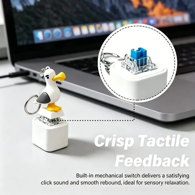 Funny Cute Seagull Shaped Fidget Keyboard Fidget Toys Keychain Finger Button Clicker Decompression Toys