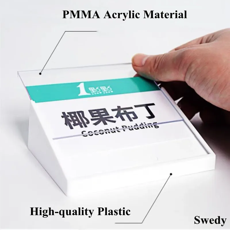 74x53mm Mini Tabletop Kunststoff Acryl Zeichen Halter Menü Display-ständer Desktop Qr Code Werbung Preis Label Halter tags