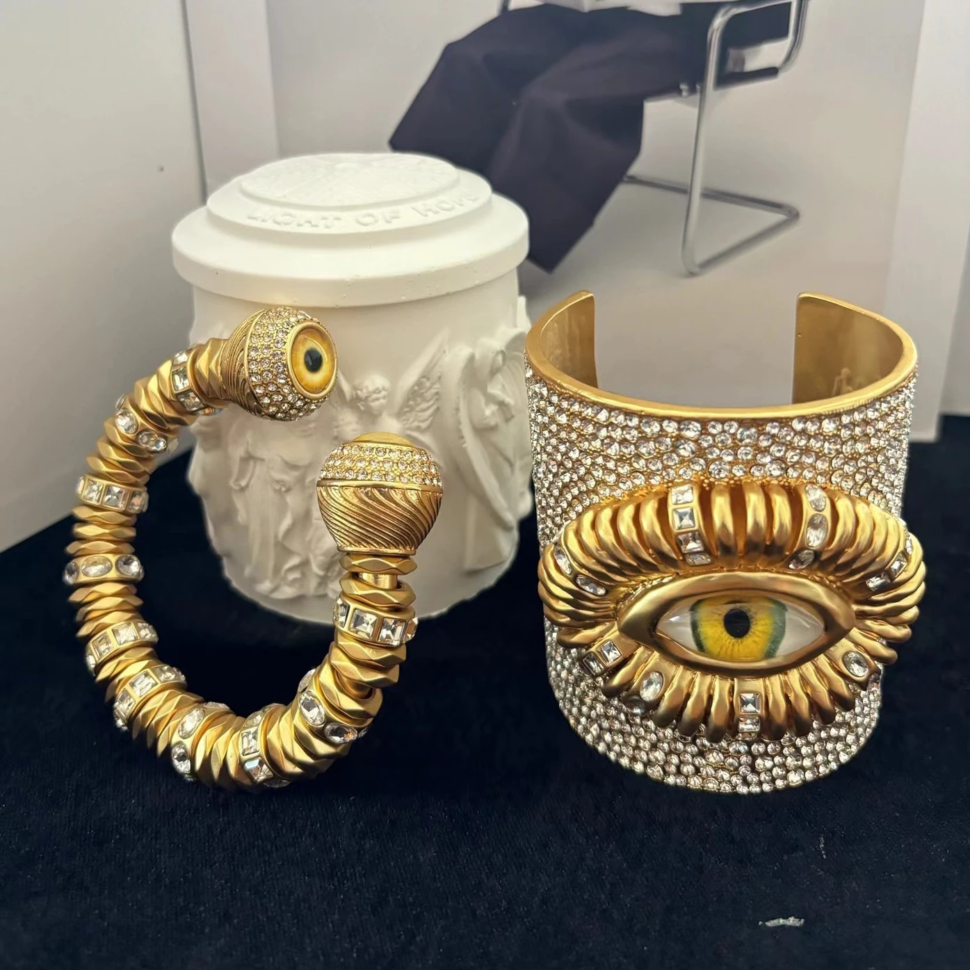 Fashion Designer Full Diamond Eye Eyeball Luxury Bracelet Woman Top Quality Jewelry Trend