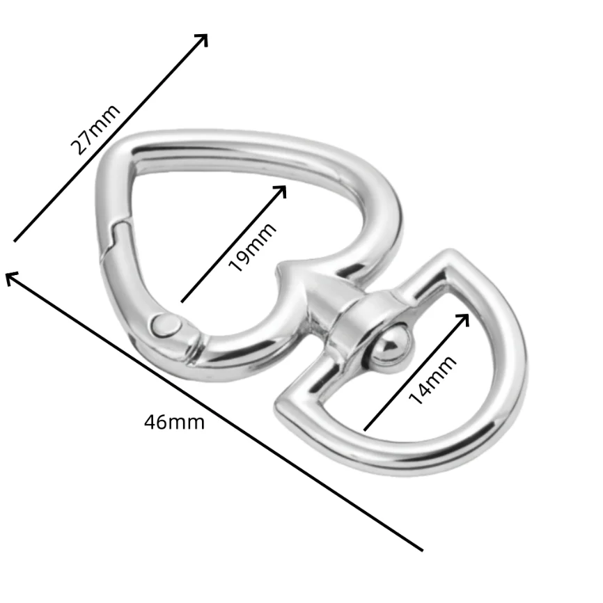 5/10Pcs/lot Peach Heart Shape Metal Spring Clasp Hooks Carabiner Key Ring Connectors For DIY Keychain Jewelry Accessories