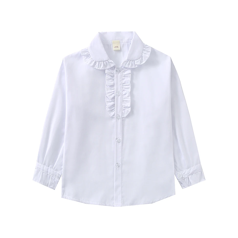 Girls White Blouse Solid Color Girls Tops Spring Autumn Blouse Girl Casual Style Teenager Clothes Girls 6 8 10 12 14