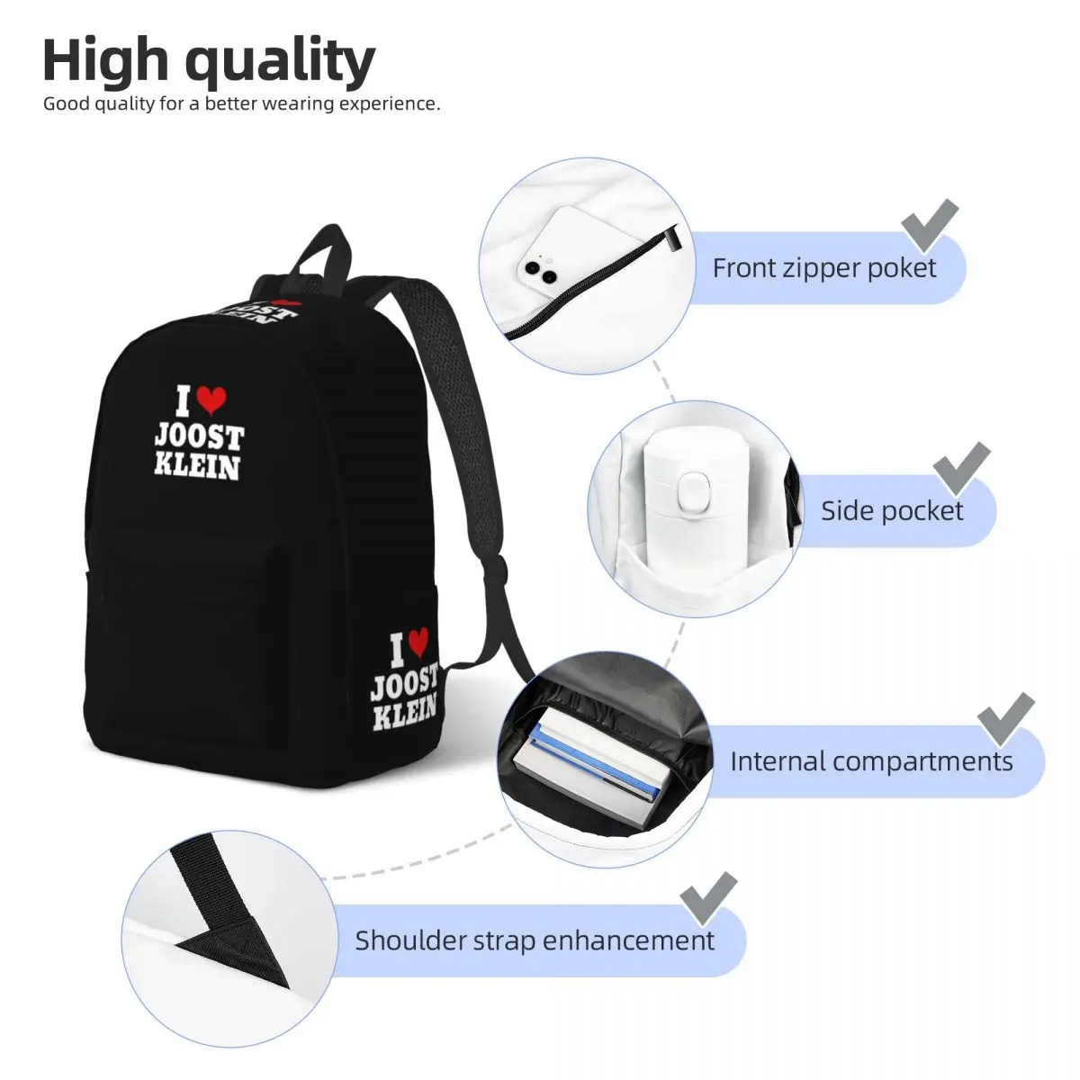 I Love Joost Klein Eurovisions 2024 Europapa Backpack for Men Women Teenage Business Daypack College Shoulder Bag Gift