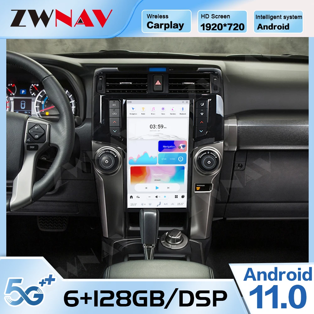 For Toyota 4Runner 2009 2010 2011 2012 2013 - 2019 Car Radio Android 11 Carplay Multimedia GPS Auto Player Navigation Head Unit