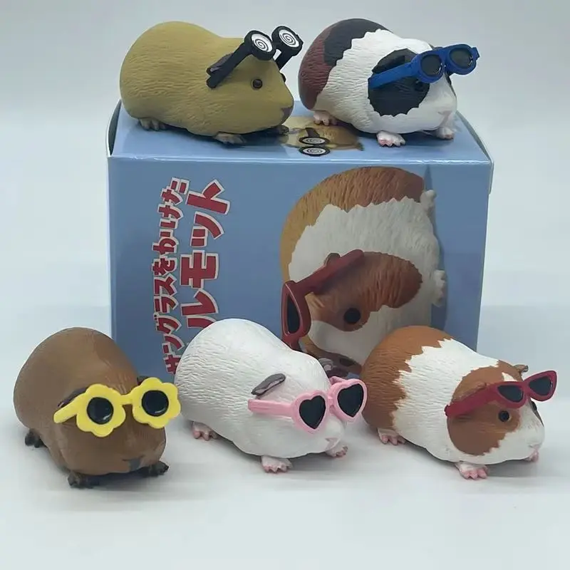 Guinea Pig With Sunglasses Blind Box Cute Mini Anime Action Figure Model Toys Kawai Desktop Decoration Collection Christma Gifts view 3