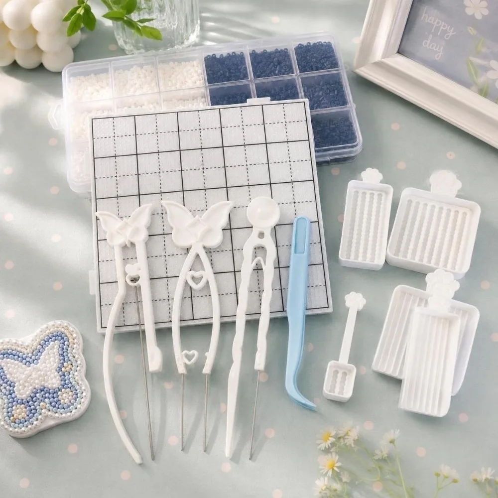 10Pcs 2.6mm Fuse Beads Picking Tray Kit Handheld Single/Double Needle Fuse Beads Tool Set 52x52 Pin Pegboards with Pliers