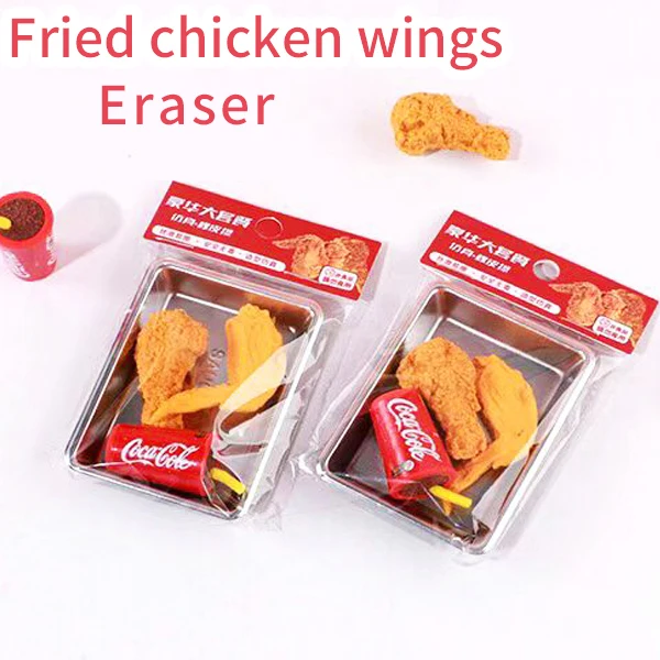 Kawaii Stationery items Aesthetic stationery supplies back to school acsesories Fried chicken  Eraser rubber cute things