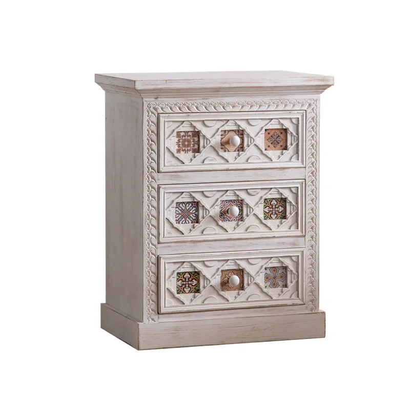 French entrance cabinet, retro pattern living room decoration, exotic style against the wall