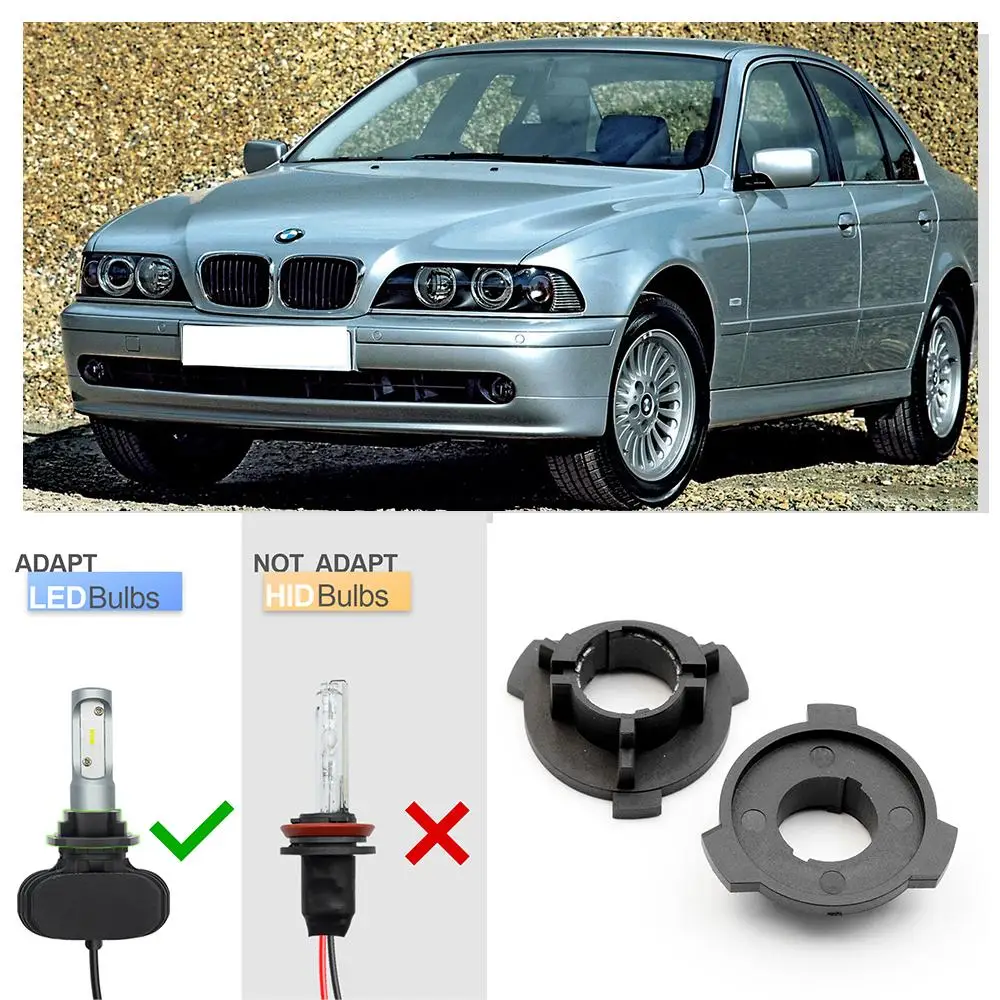 2PCS H7 LED  Headlight Retainer Clip Bulb Base Holder Headlamp Socket Adapter for BMW 5 series M5 E39 523i 520i 2001-2003
