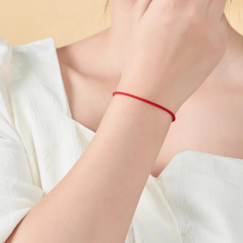 سوار سلسلة حمراء بسيطة للنساء والرجال، سوار حبلي أحمر مصنوع يدويًا قابل للتعديل للحماية ومجوهرات ساحرة للحظ السعيد