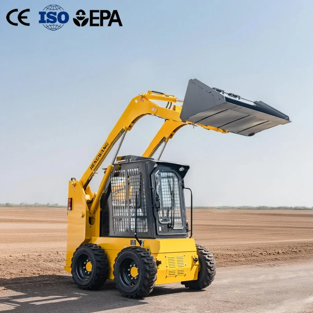 JC45 Mini Skid Steer Loader 1 Ton 2 Ton 3 Ton Compact 4x4 Small Wheel Loader 700kg Rated Load for Construction Farm Landscaping